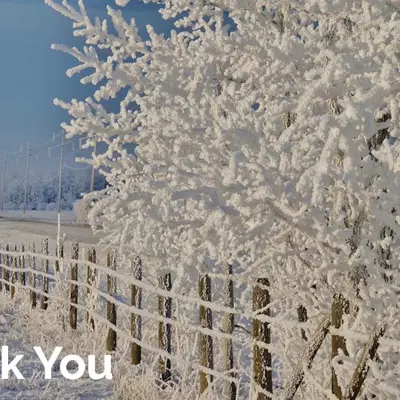 Image of frost and snow covered fence and landscape