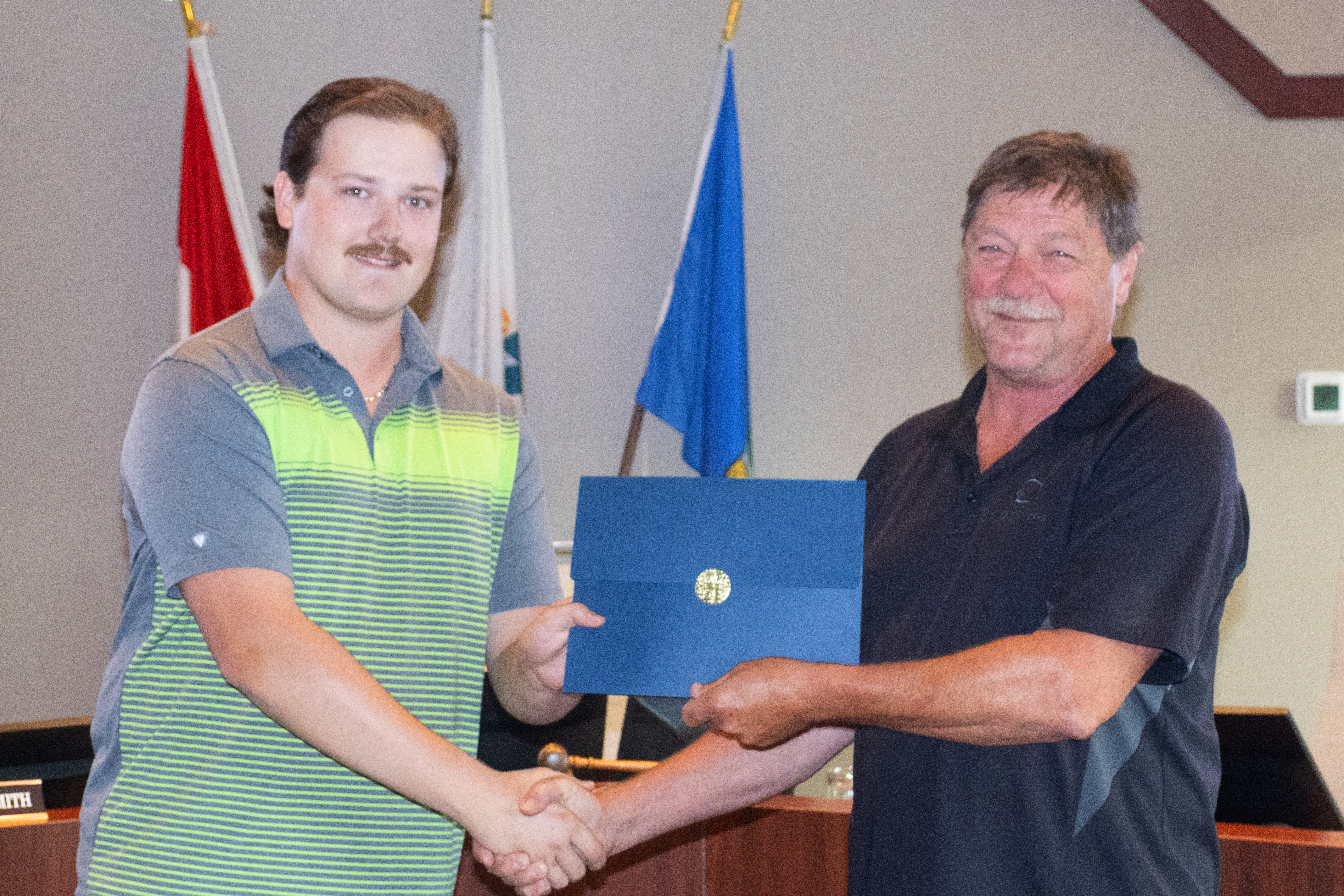 Levi Boychuk with Ward 7 Councillor, Don Hoffart