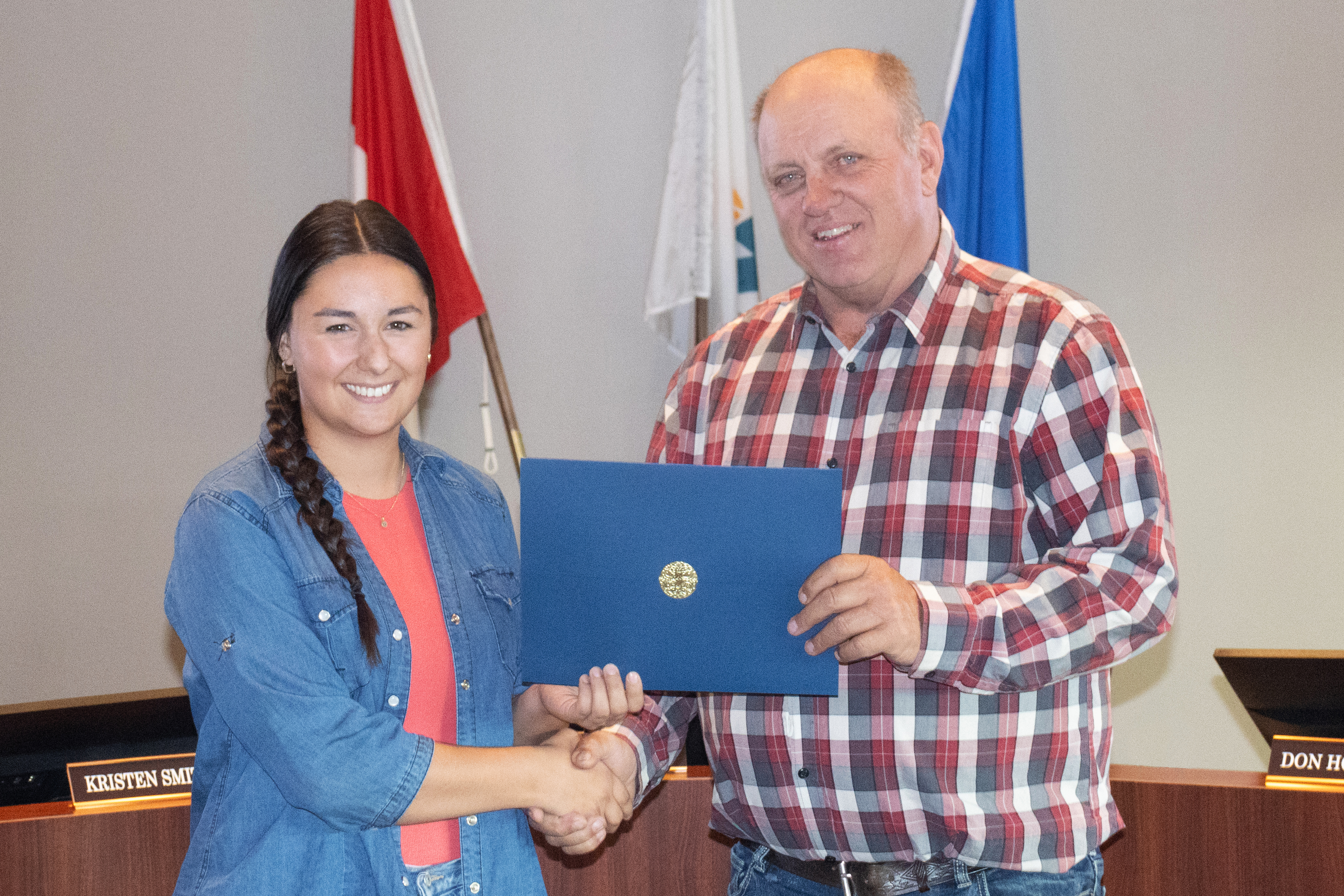 Lauren Konashuk with Ward 2 Councillor/Reeve, Alvin Hubert